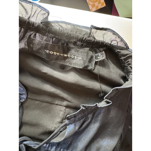 Code x Mode Metallic‎ Blue Tiered Dress Loose Fit Long Sleeve Size S Fairy - Picture 7 of 7